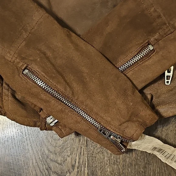 VINTAGE Blank NYC Brown SUEDE Moto Jacket Retro Coat Military Y2K - Picture 8 of 13